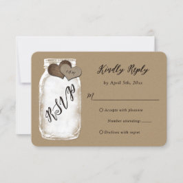 Rustieke Mason Jar Kraft Papier Trouwen RSVP Kaartje
