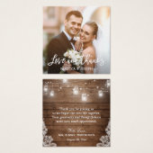 Rustieke Mason Jar Lace trouwfoto dank u kaart (Voorkant /achterkant)