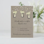 Rustieke Mason Jar Lichtslinger RSVP Kaartje (Staand voorkant)