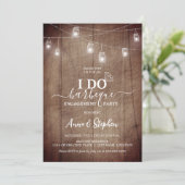 Rustieke Mason Jar Light Ik doe BBQ Verlovingsfees Kaart (Staand voorkant)