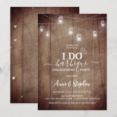 Rustieke Mason Jar Light Ik doe BBQ Verlovingsfees Kaart (Voorkant / Achterkant)