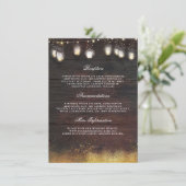 Rustieke Mason Jar Lights Bruiloft Informatie Gast Informatiekaartje (Staand voorkant)