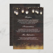 Rustieke Mason Jar Lights Bruiloft Informatie Gast Informatiekaartje (Voorkant / Achterkant)