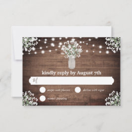 Rustieke Mason Jar Lights Budget Bruiloft RSVP Kaa Kaartje