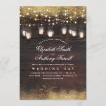 Rustieke Mason Jar Lights en Gouden Glitter Huweli