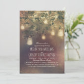 Rustieke  Mason Jar Lights Engagement Party Kaart (Staand voorkant)