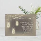 Rustieke Mason Jar Lights Engagement Party Kaart (Staand voorkant)