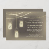 Rustieke Mason Jar Lights Engagement Party Kaart (Voorkant / Achterkant)