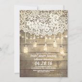 Rustieke Mason Jar Lights Kant Wood Vrijgezellenfe Kaart (Voorkant)