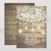 Rustieke Mason Jar Lights Kant Wood Vrijgezellenfe Kaart (Voorkant / Achterkant)