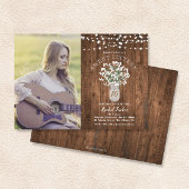 Rustieke Mason Jar Lights Sweet 16 Verjaardag Foto Kaart