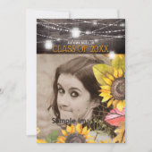 Rustieke Mason Jar Lights Zonnebloem Foto Afstuder Kaart (Voorkant)