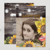 Rustieke Mason Jar Lights Zonnebloem Foto Afstuder Kaart (Voorkant / Achterkant)