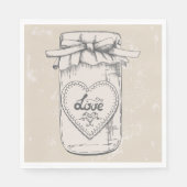 Rustieke Mason Jar Love Heart Tan Brown bruiloft Servetten (Voorkant)