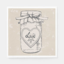 Rustieke Mason Jar Love Heart Tan Brown bruiloft