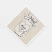 Rustieke Mason Jar Love Heart Tan Brown bruiloft Servetten (Hoek)