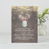 Rustieke Mason Jar Mauve en Gold Engagement Party Kaart (Staand voorkant)