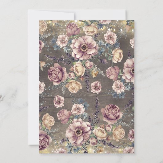 Rustieke Mason Jar Mauve en Gold Engagement Party Kaart (Achterkant)