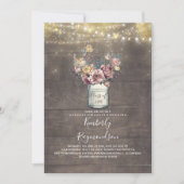 Rustieke Mason Jar Mauve en Gold Graduation Party Kaart (Voorkant)