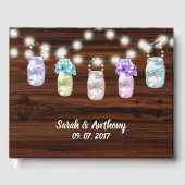 Rustieke Mason Jar met Lichten Bruiloft Gastenboek (Voorkant)