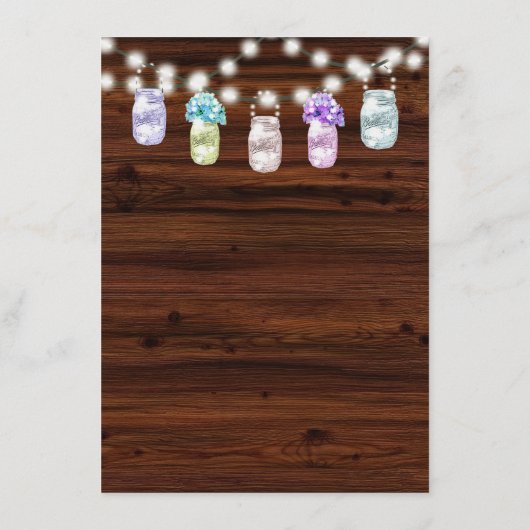 Rustieke Mason Jar Met Lichten Bruiloft Menu (Achterkant)