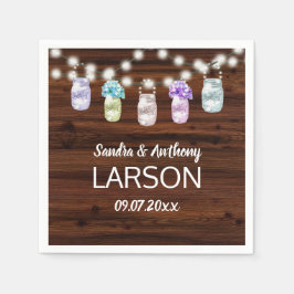 Rustieke Mason Jar met Lichten Bruiloft Servetten