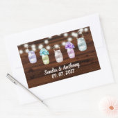 Rustieke Mason Jar Met Lichten Bruiloft Sticker (Envelop)