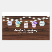 Rustieke Mason Jar Met Lichten Bruiloft Sticker