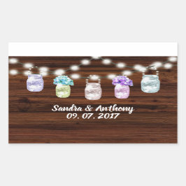 Rustieke Mason Jar Met Lichten Bruiloft Sticker