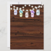 Rustieke Mason Jar Met Lichten Bruiloft Uitnodigin Kaart (Achterkant)