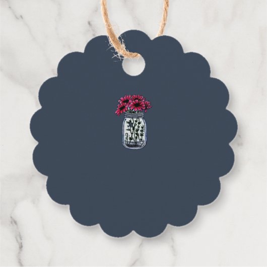 Rustieke mason jar monogram marine blauwe bruiloft bedankjes labels (Achterkant)