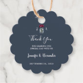 Rustieke mason jar monogram marine blauwe bruiloft bedankjes labels (Voorkant)