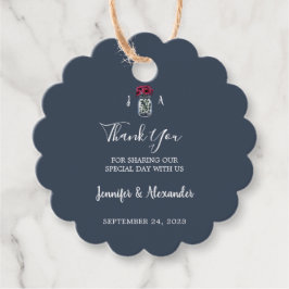 Rustieke mason jar monogram marine blauwe bruiloft bedankjes labels