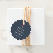 Rustieke mason jar monogram marine blauwe bruiloft bedankjes labels (In situ)