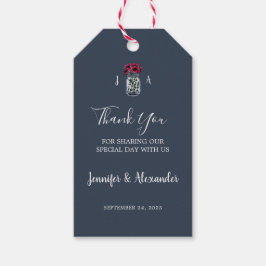 Rustieke mason jar monogram marine blauwe bruiloft cadeaulabel