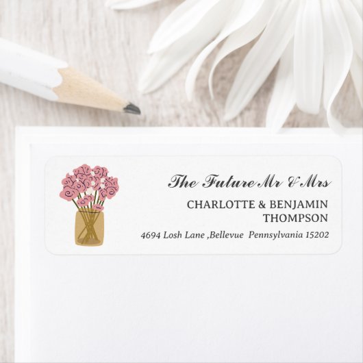 Rustieke Mason Jar Mr. en Mrs. Wedding Retouradres Etiket (Insitu)