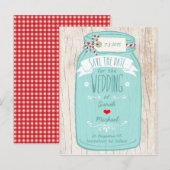 Rustieke Mason Jar op Bast Illustratie Bruiloft Aankondigingskaart (Voorkant / Achterkant)