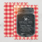 Rustieke Mason Jar Picnic 50ste Verjaardag Party Kaart (Voorkant / Achterkant)