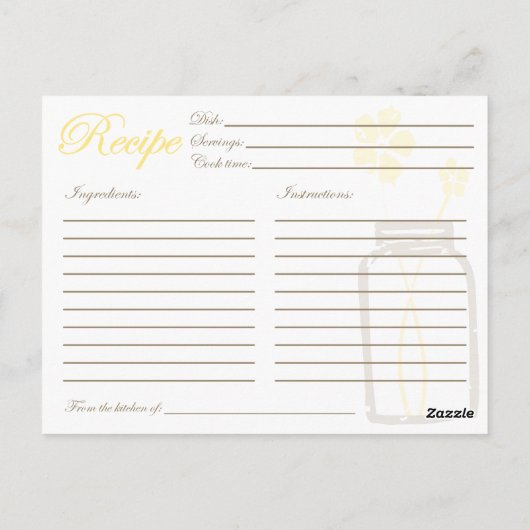 Rustieke Mason Jar Recept Douche Kaart (Achterkant)