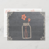 Rustieke Mason Jar Recept Douche Kaart Koraal (Voorkant / Achterkant)