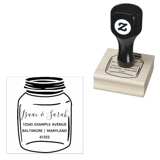  rustieke Mason Jar retouradres Rubberstempel (Gestempeld)