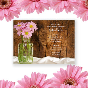 Rustieke Mason Jar Roze Daisies Schuur Vrijgezelle Kaart