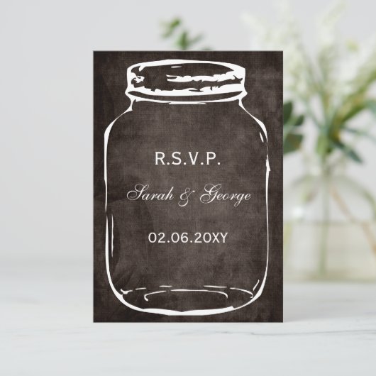 Rustieke Mason Jar RSVP kaarten standaard 3.5 x 5 (Staand voorkant)