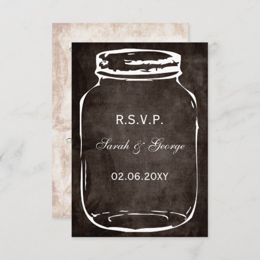 Rustieke Mason Jar RSVP kaarten standaard 3.5 x 5 (Voorkant / Achterkant)