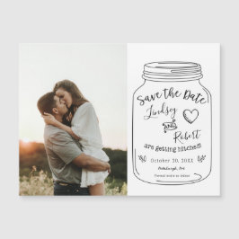Rustieke Mason Jar Save the Date met Foto