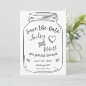 Rustieke Mason Jar Save the Date met Foto Kaart (Staand voorkant)