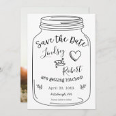 Rustieke Mason Jar Save the Date met Foto Kaart (Voorkant / Achterkant)