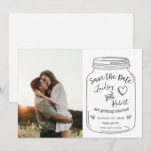 Rustieke Mason Jar Save the Date met Foto Kaart (Voorkant / Achterkant)