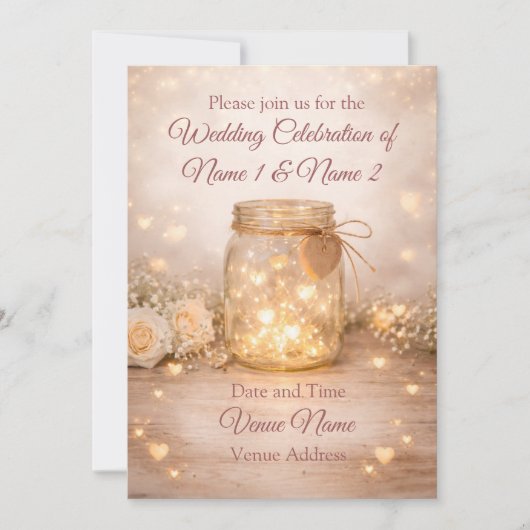Rustieke Mason Jar Save the Date - ook digitale DL (Voorkant)