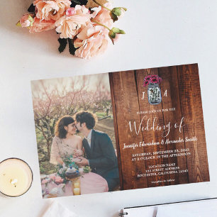 Rustieke Mason jar schuur hout monogram foto Bruil Kaart